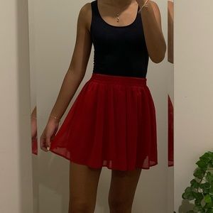 forever 21 red chiffon skirt small